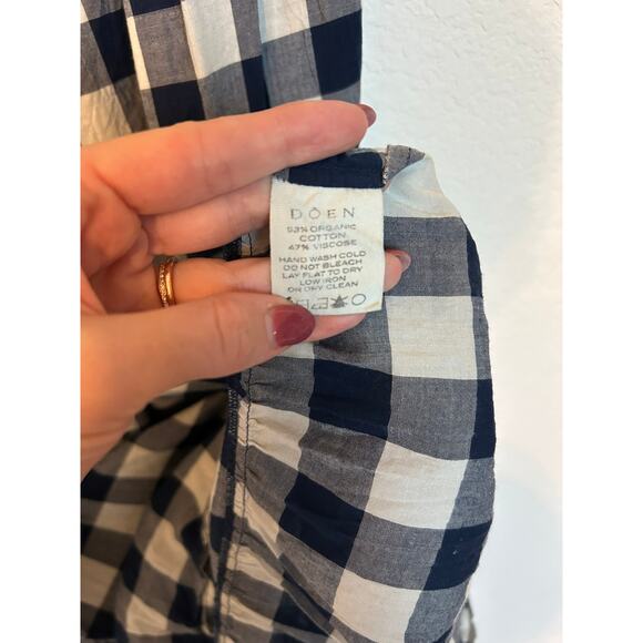 DÔEN Whisper Dress Blue White Gingham Embroidered Midi Dress - Picture 7 of 9